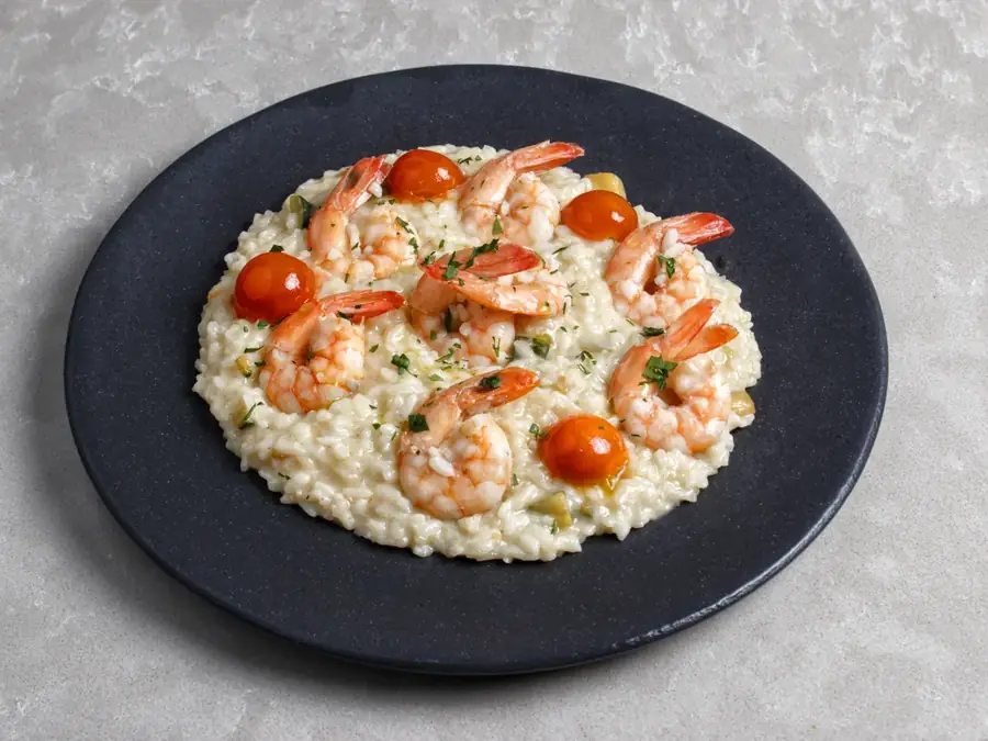 Stand traiteur : risotto aux gambas
